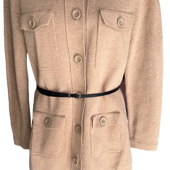 LK Bennett Miranda Camel Knit Belted Cardigan Sweater - M - Picture 8 of 16